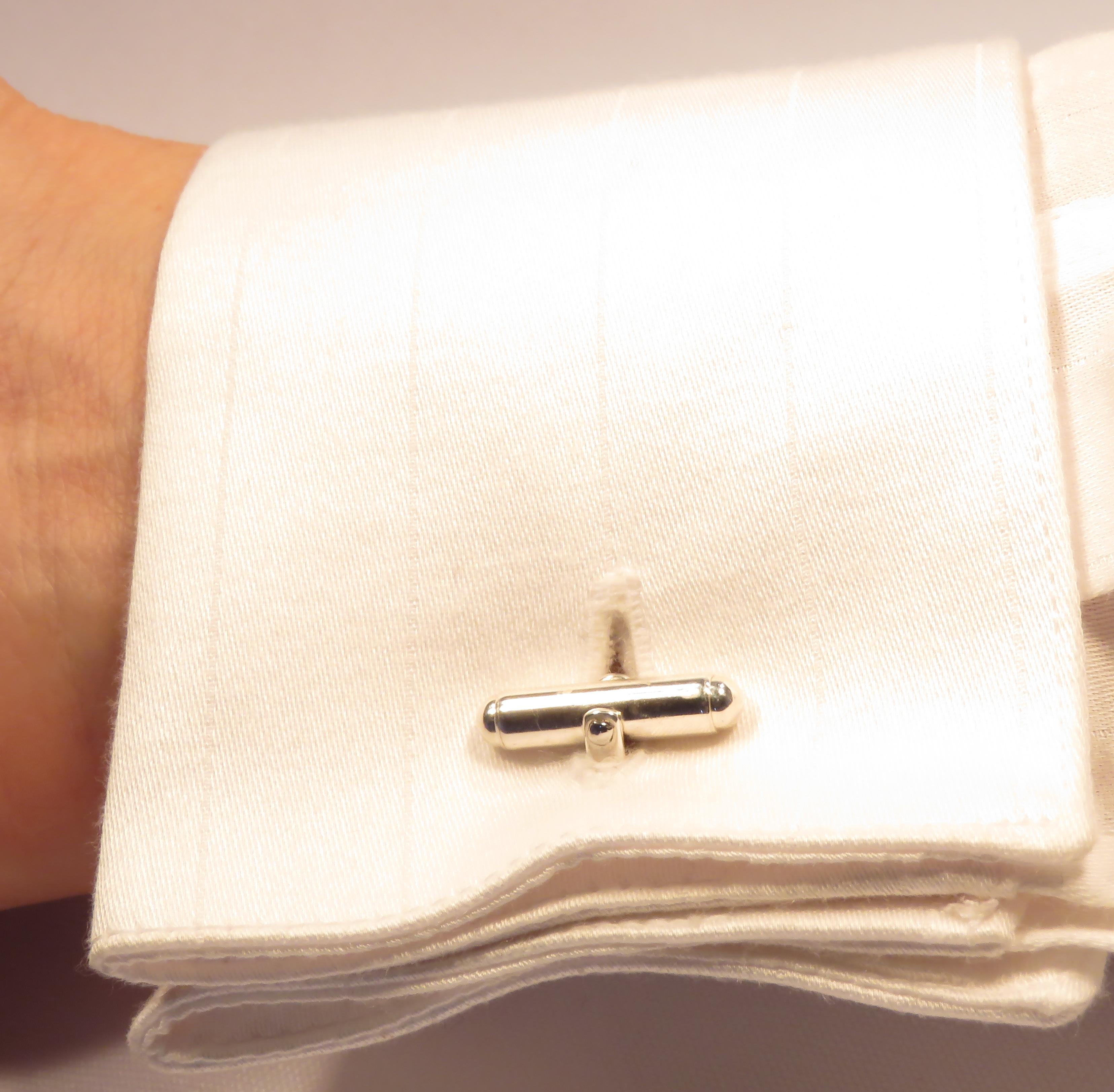 Onyx Sterling Silver Cufflinks Handcrafted in Italy In New Condition In Milano, IT