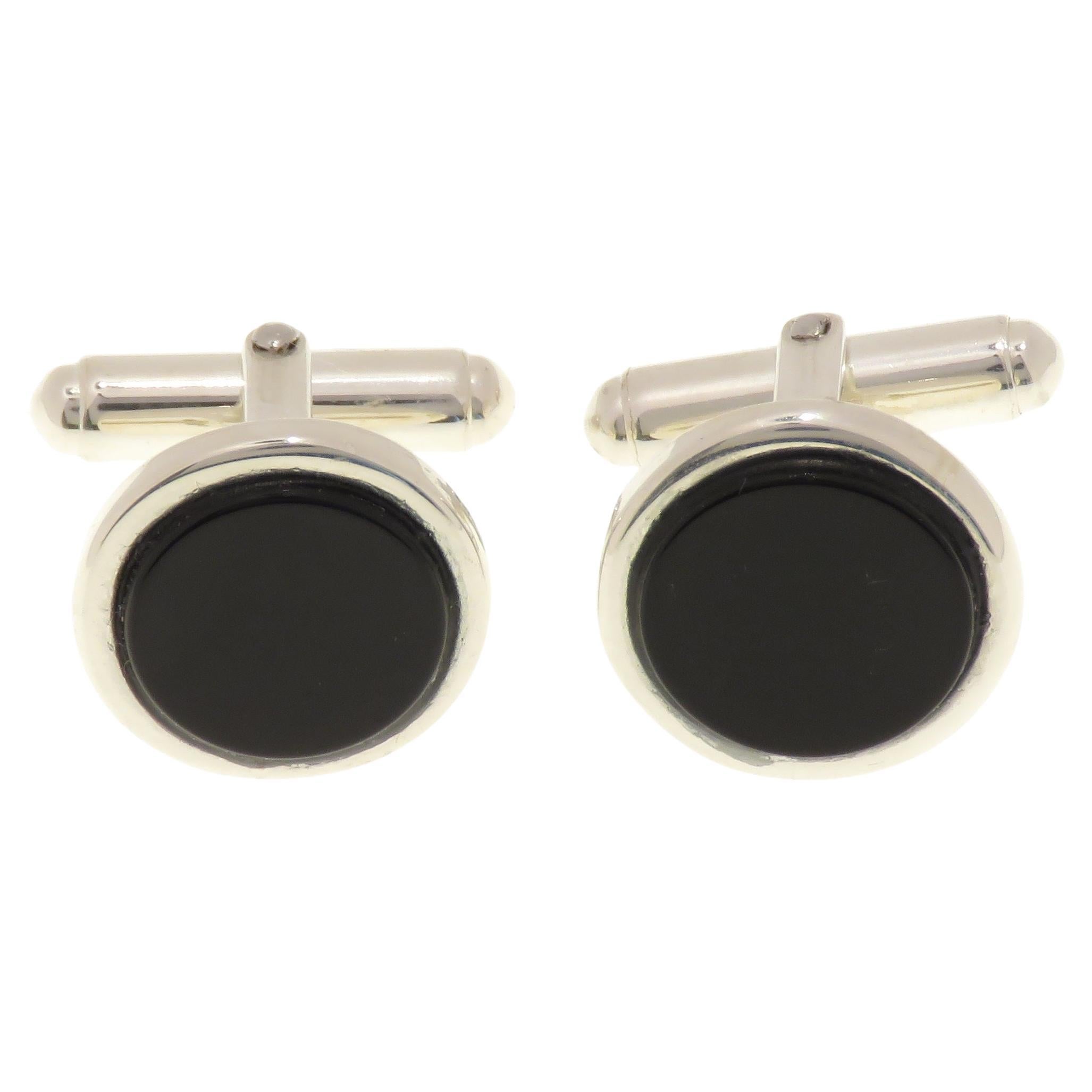 Onyx Sterling Silver Cufflinks Handcrafted in Italy