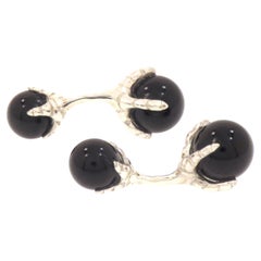 Onyx Sterling Silver Cufflinks Handcrafted in Italy