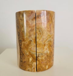 Onyx Stone Cylindrical Rounded Bookend Pair