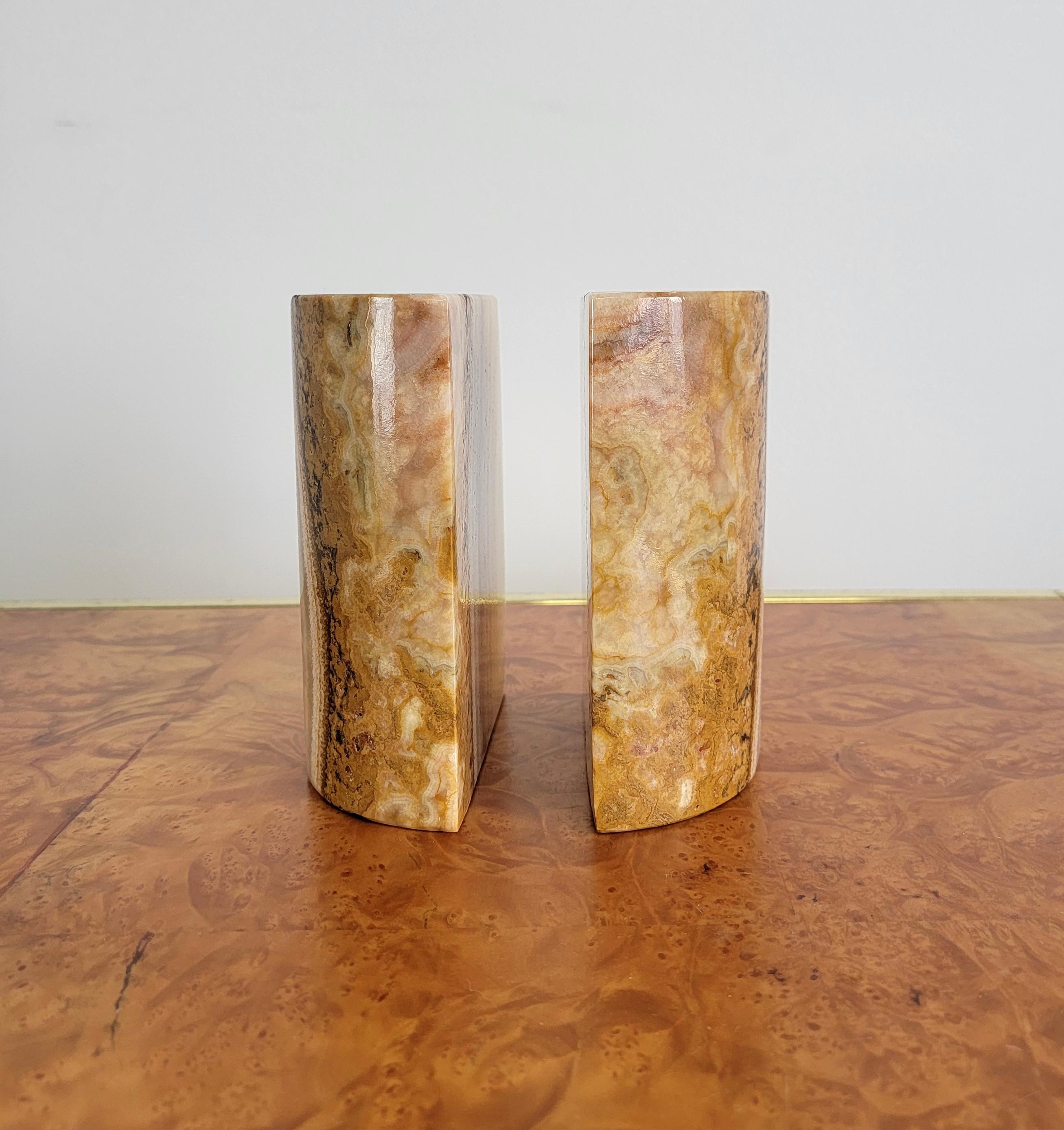 Onyx Stone Cylindrical Rounded Bookend Pair   For Sale 1
