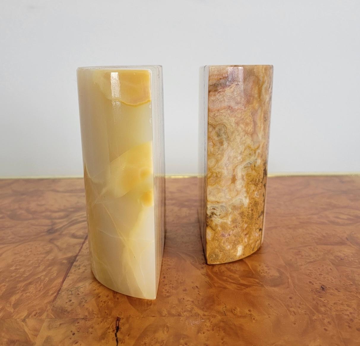Onyx Stone Cylindrical Rounded Bookend Pair   For Sale 2
