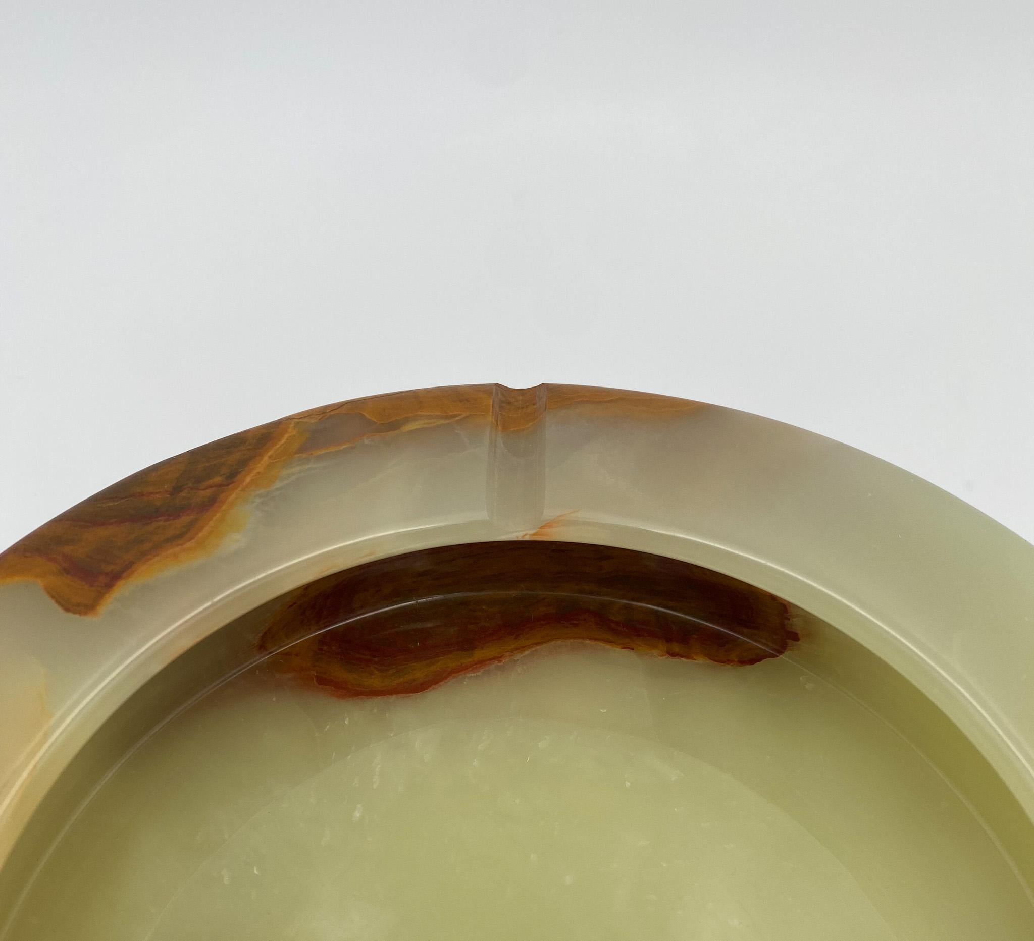 20th Century Onyx Stone Modernist Ashtray or Vide-Poche Catchall, Italy, 1980's  For Sale