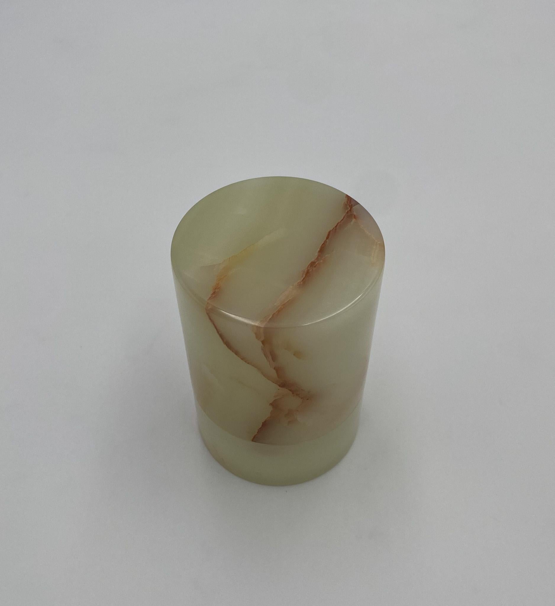Onyx Stone Modernist Lidded Jar, Italy, 1980's For Sale 5