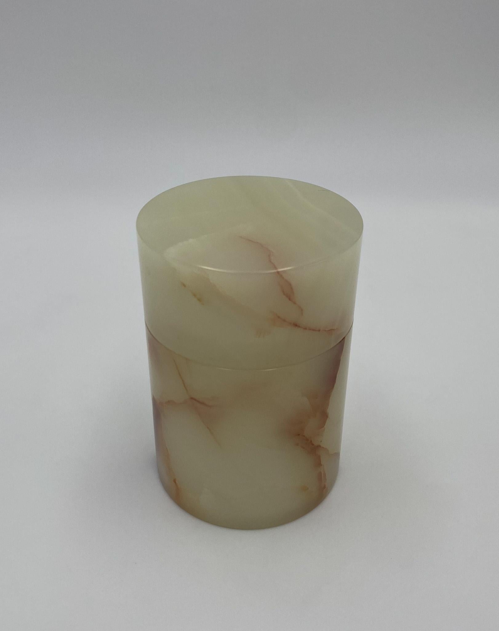 Onyx Stone Modernist Lidded Jar, Italy, 1980's For Sale 6