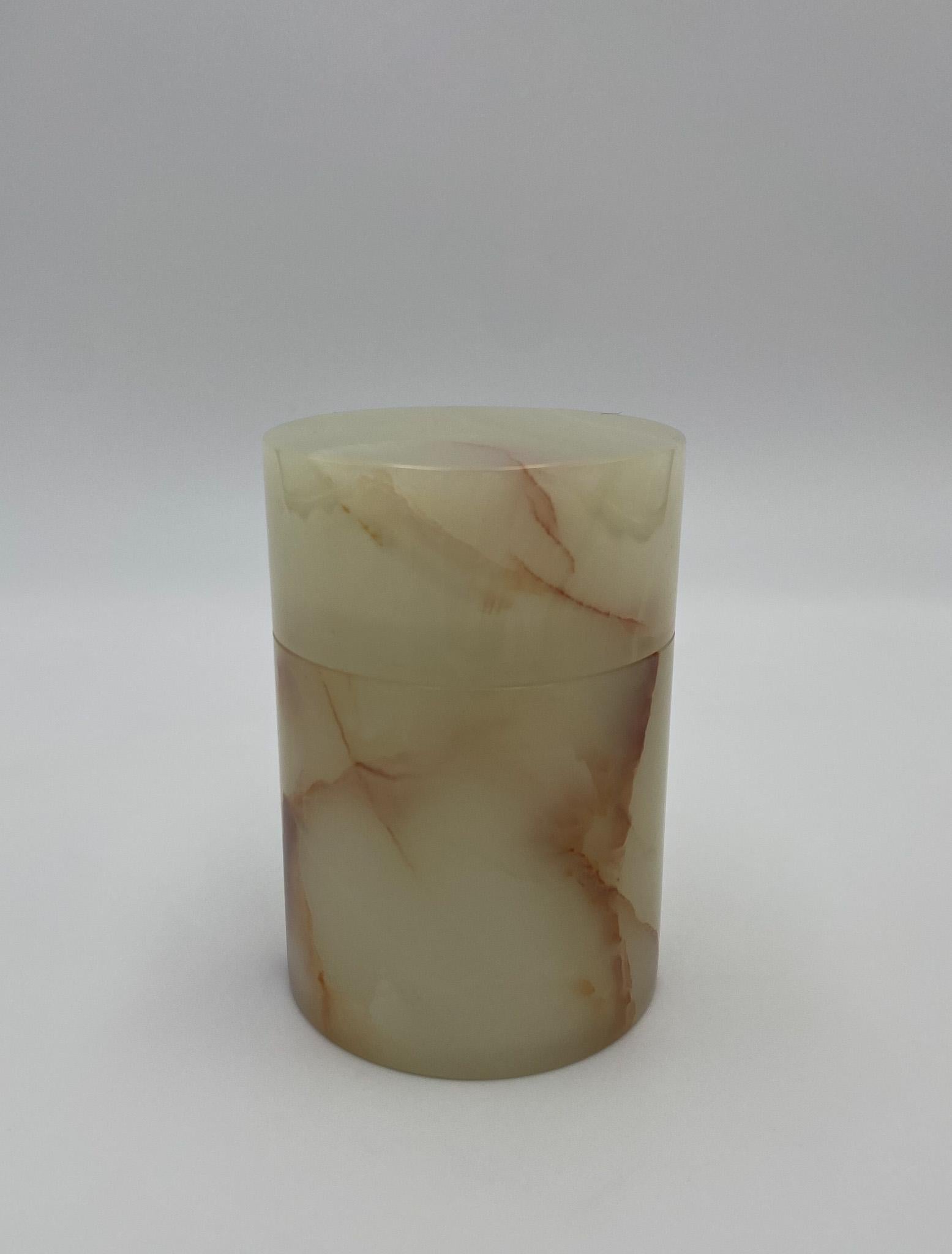 Onyx Stone Modernist Lidded Jar, Italy, 1980's For Sale 7