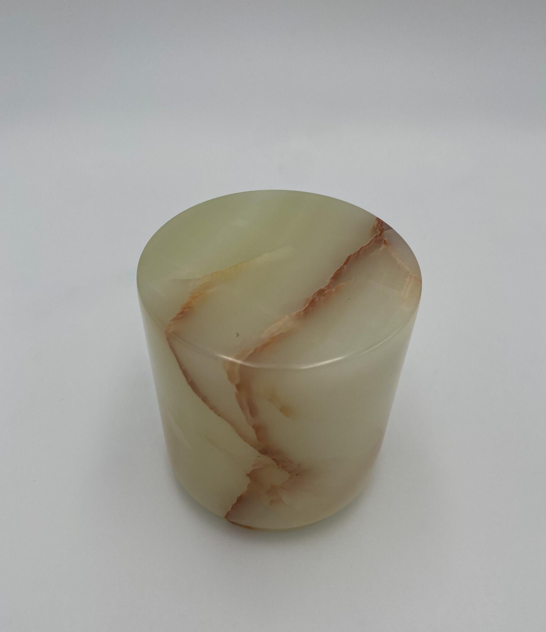 Onyx Stone Modernist Lidded Jar, Italy, 1980's For Sale 4