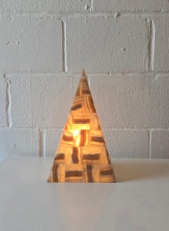 Onyx Stone Pyramid Shaped Table Lamp