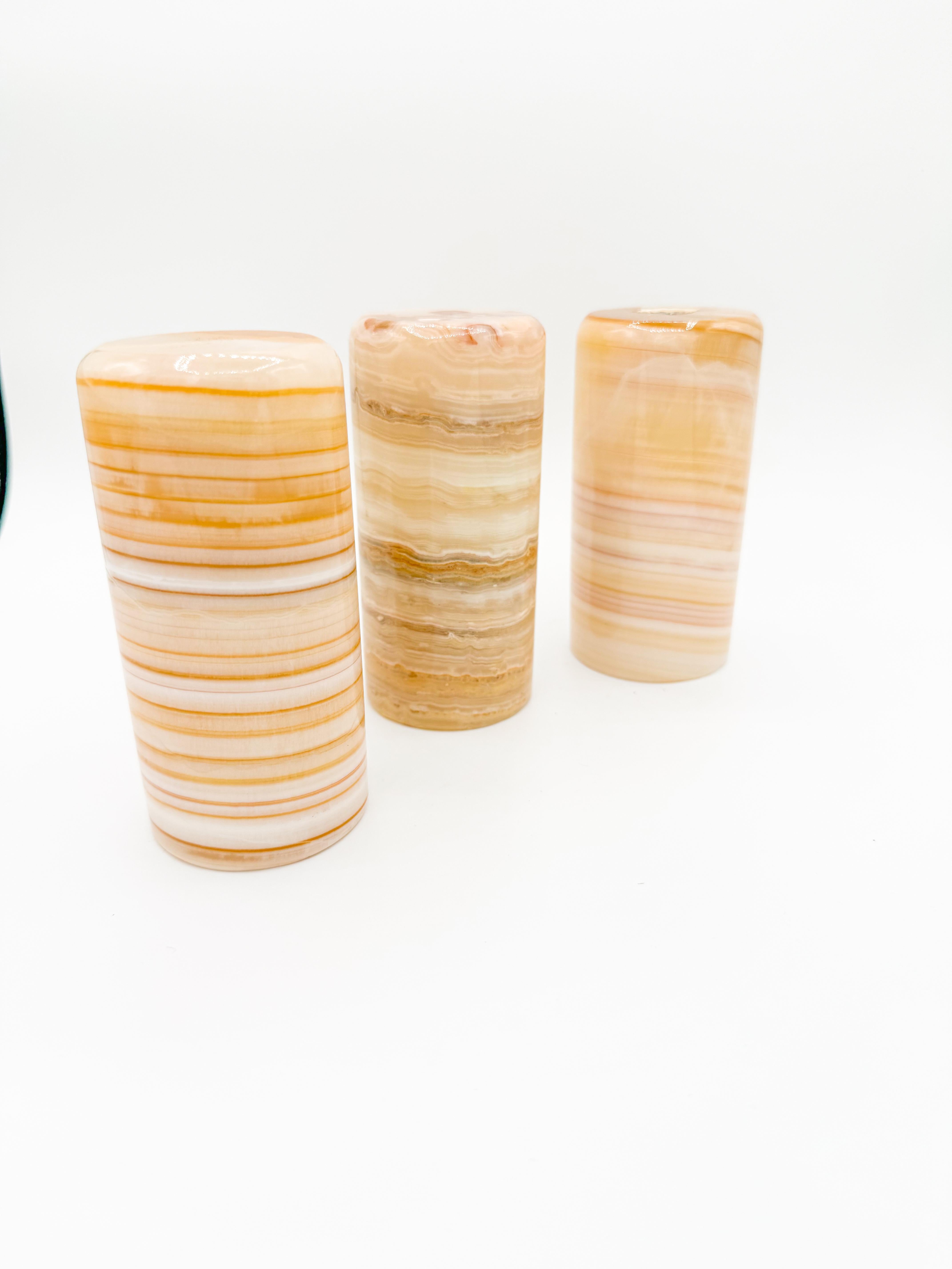 Organic Modern Onyx Stone Tumbler Glasses Set  Vase Mid Century