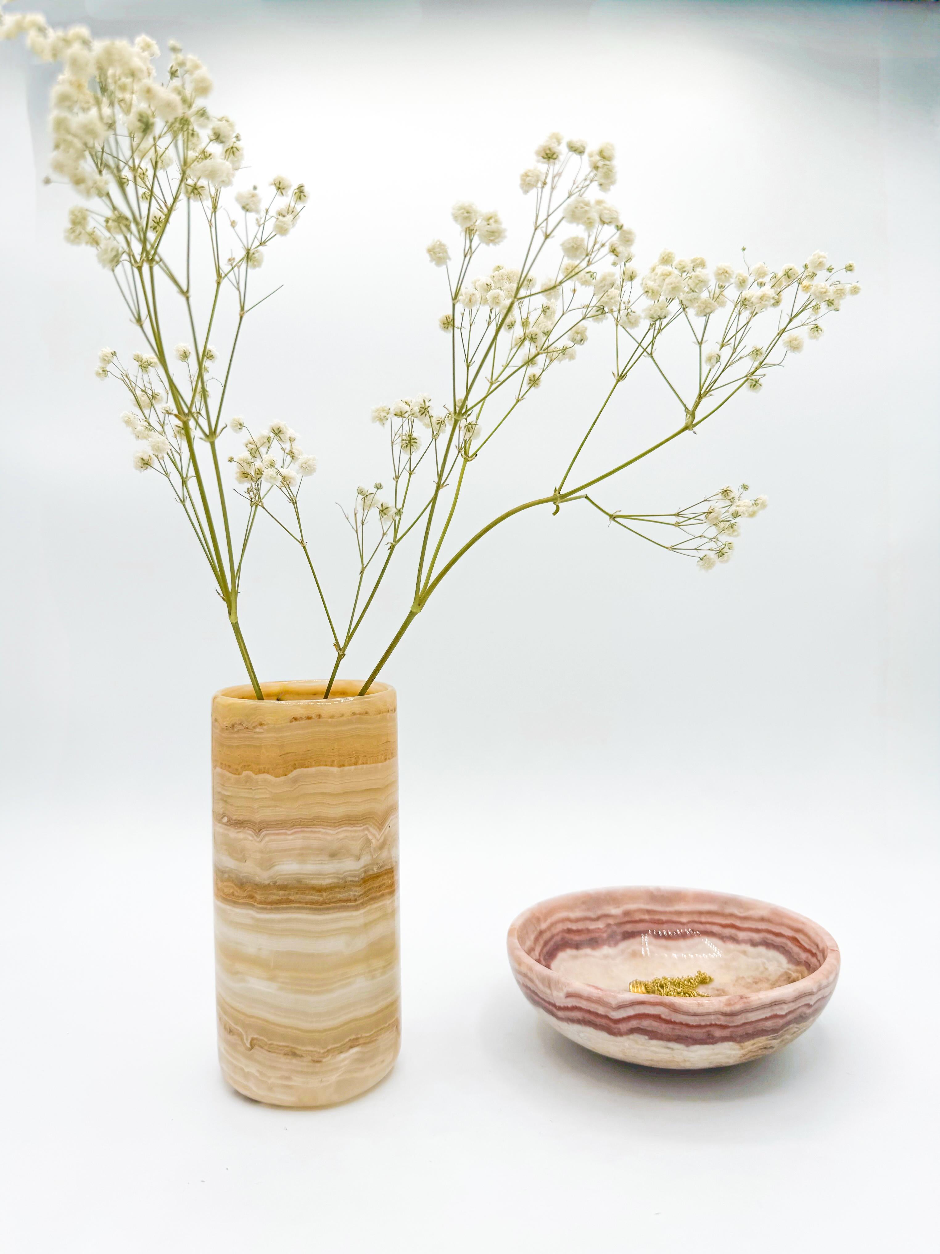 Mexican Onyx Stone Tumbler Glasses Set  Vase Mid Century