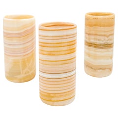 Onyx Stone Tumbler Glasses Set  Vase Mid Century