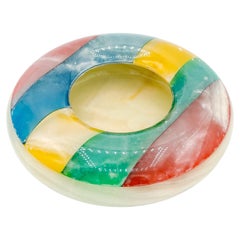 Onyx Striped Colourful Ashtray Catchall Vide Poche Red Blue Green Mid-century