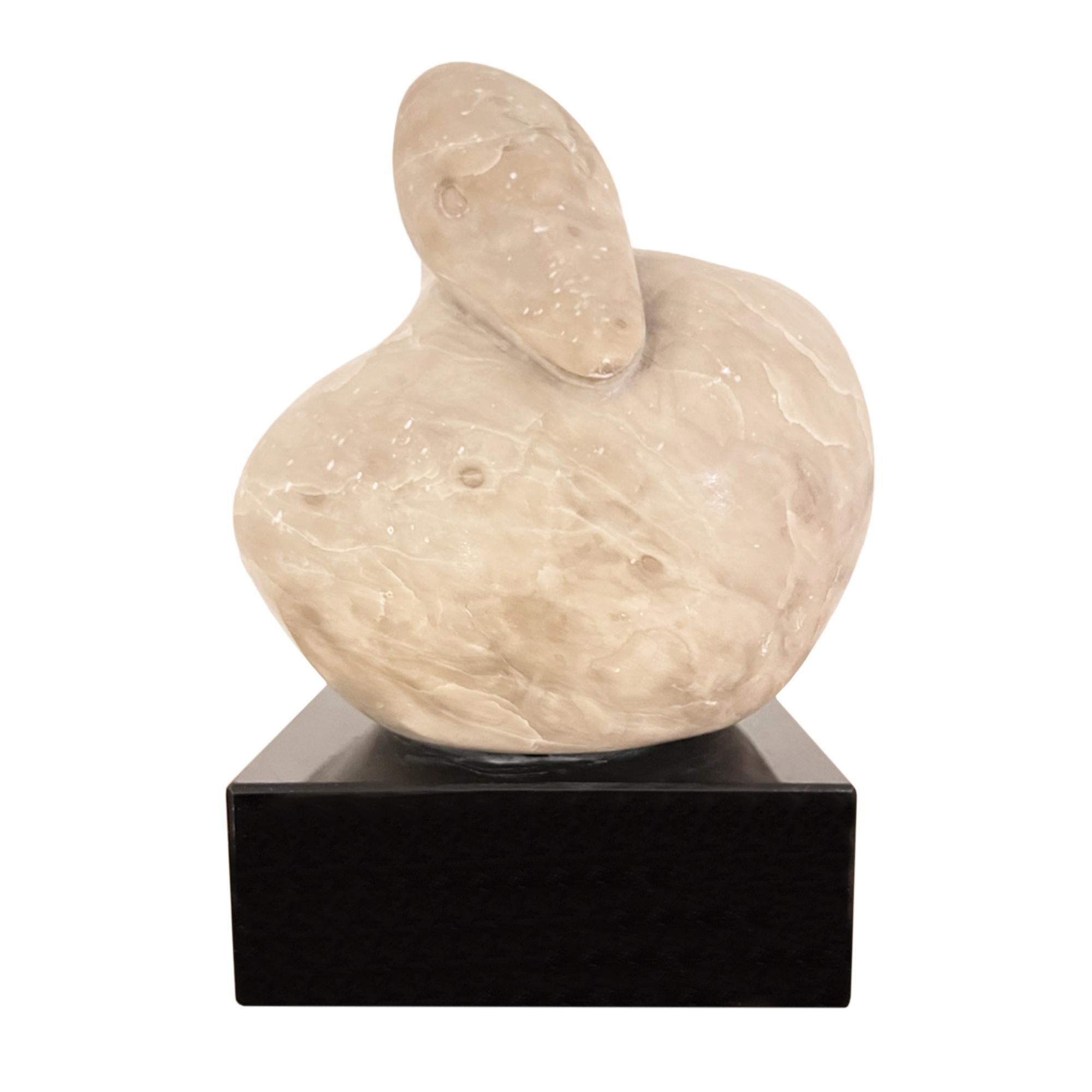 Mid-Century Modern Onyx Swan Sculpture on a Rotating Plinth, By Ralph Hurst For Sale