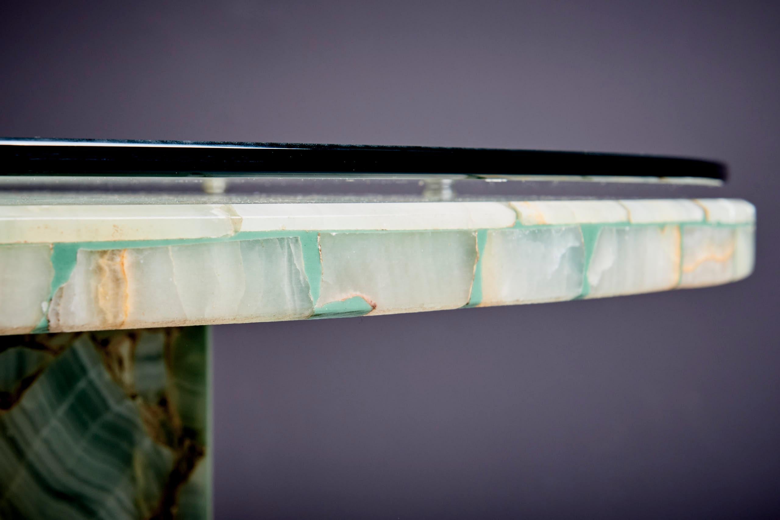 Mesa de ónice con mosaico floral de piedra en venta 1