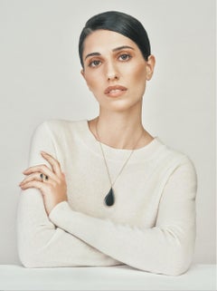 Onyx Teardrop Pendant Encased in 14k Gold on an 18k Gold Chain