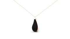 Onyx Teardrop Pendant Encased in Rose Gold on an 18k Gold Chain