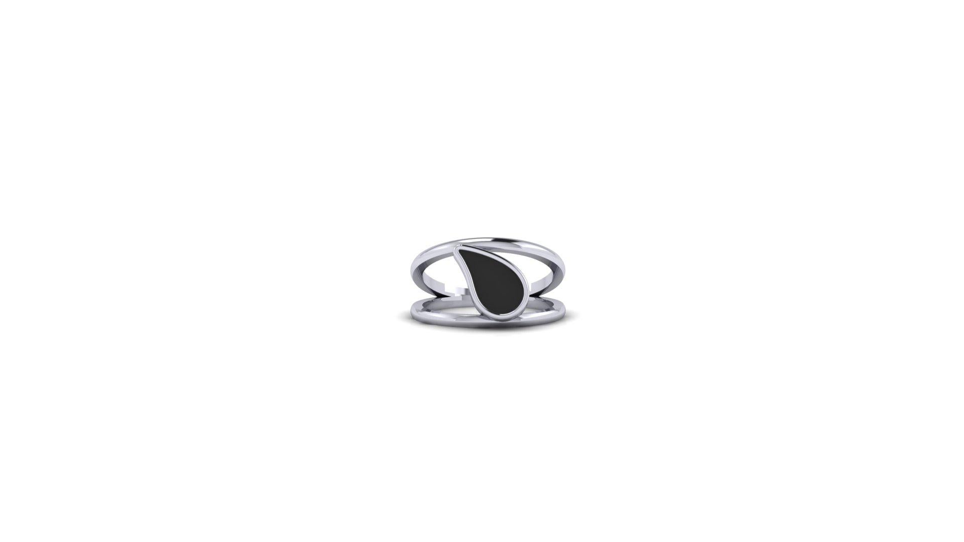 For Sale:  Onyx Teardrop Ring in White Gold 2