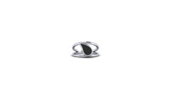 Onyx Teardrop Ring in White Gold