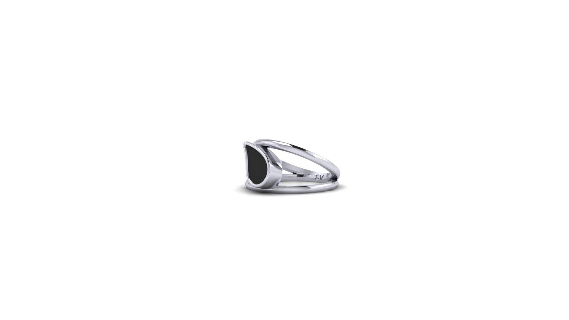 For Sale:  Onyx Teardrop Ring in White Gold 3