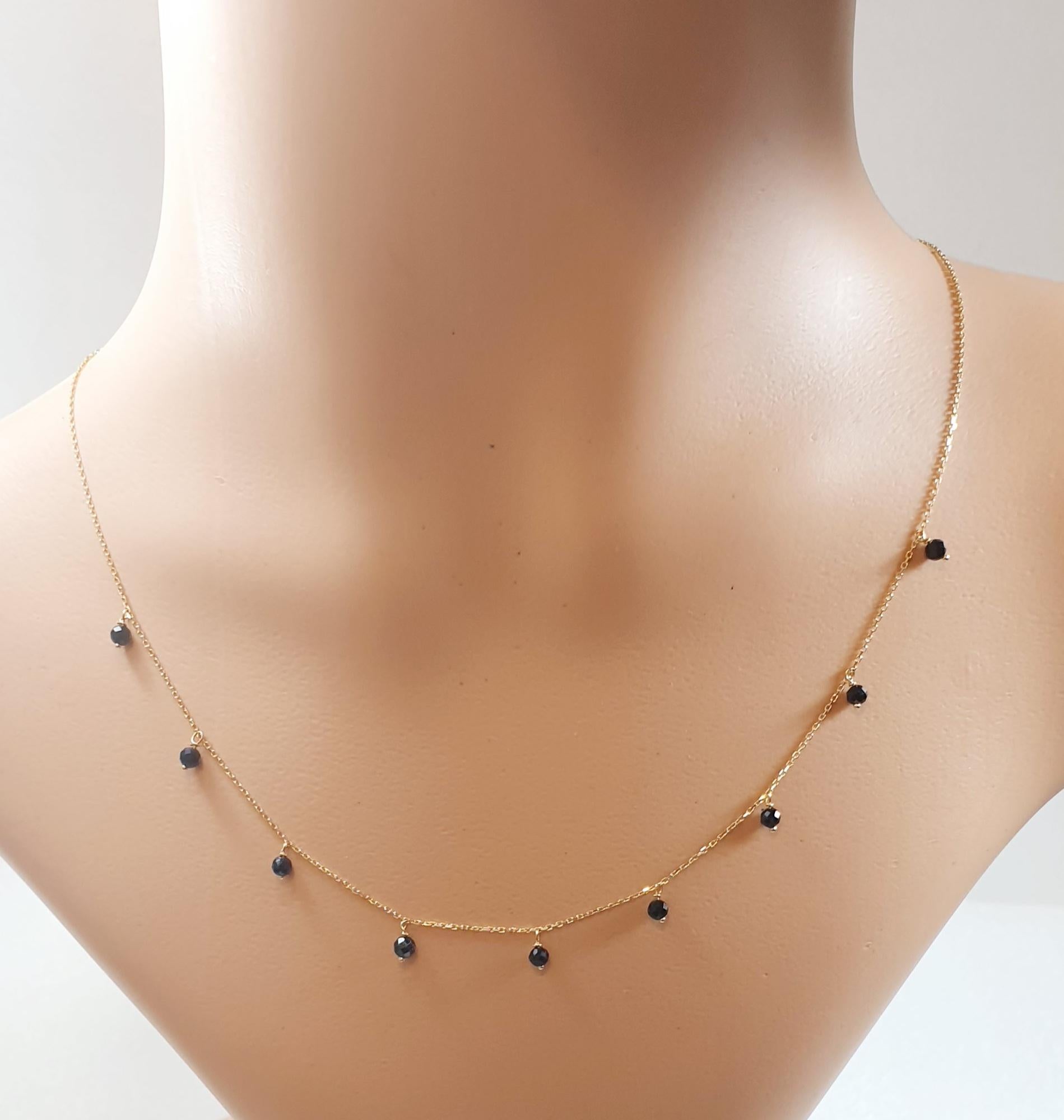 Onyx Tears Token Necklace 18 Karat Yellow Gold In New Condition For Sale In Bilbao, ES