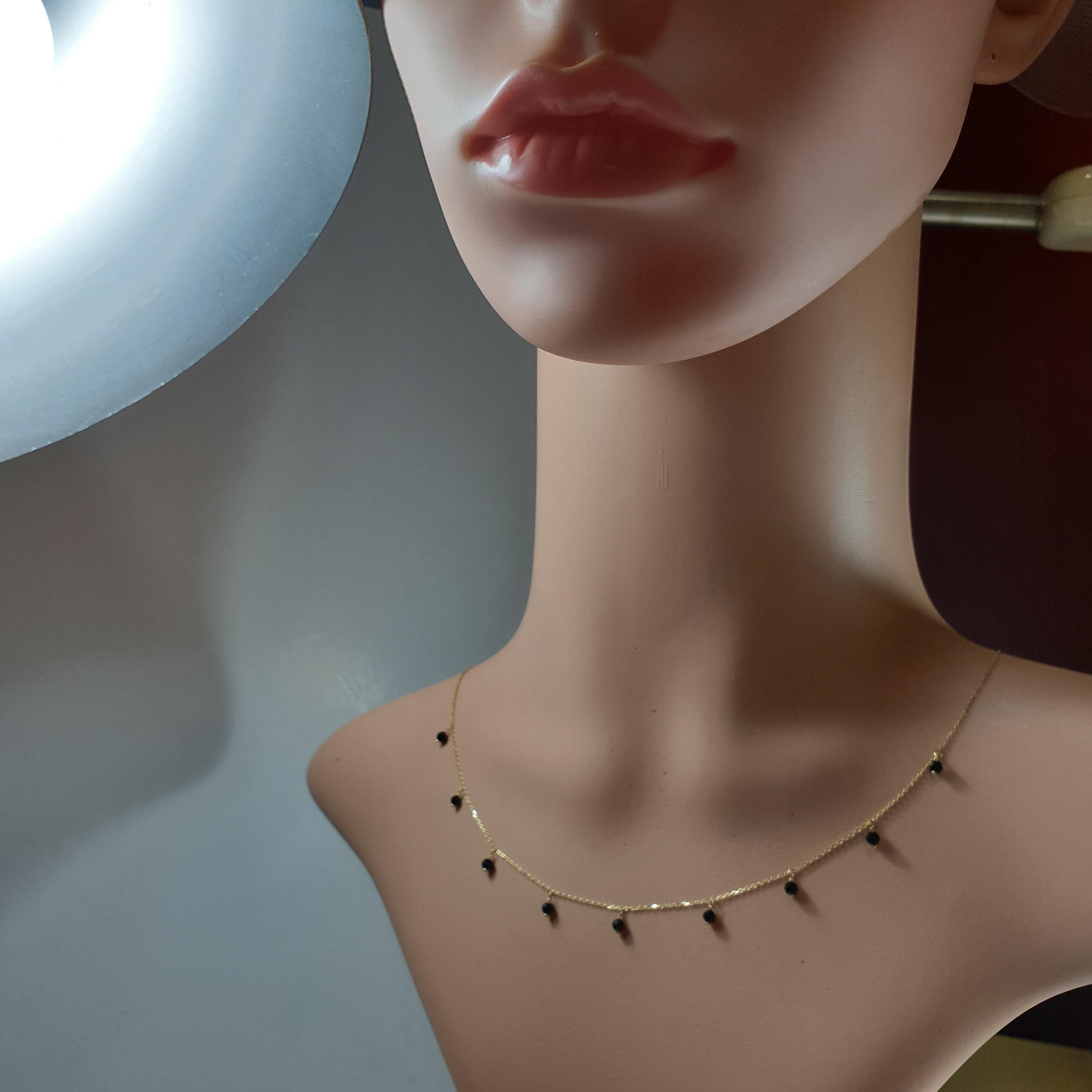 Onyx Tränen Token-Halskette aus 18 Karat Gelbgold im Angebot 2