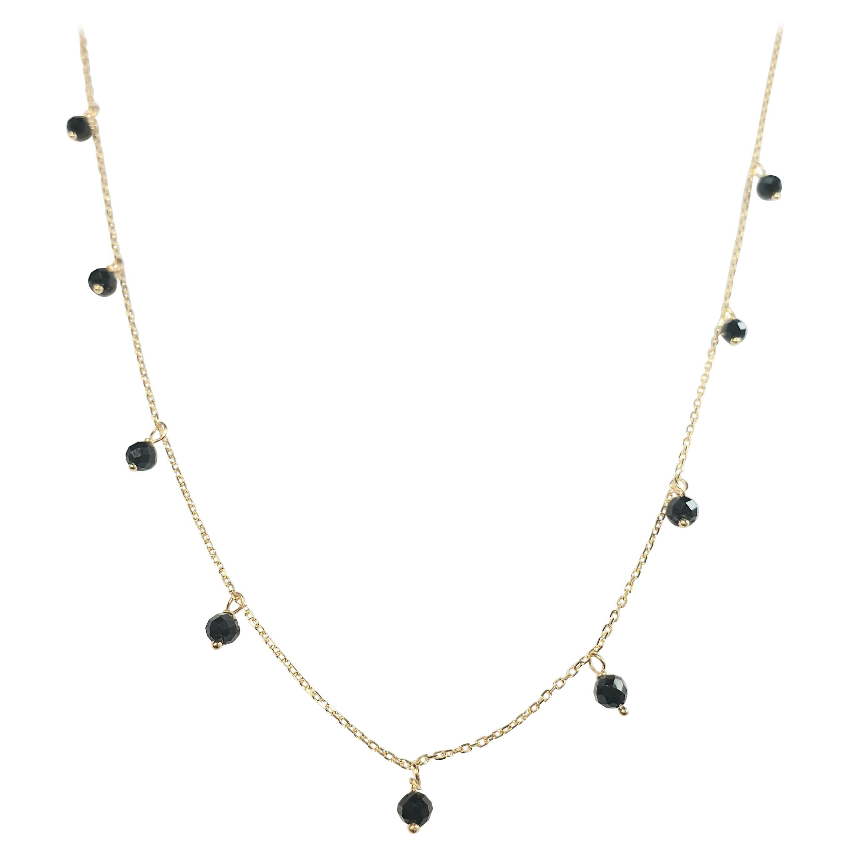 Collar Lágrimas de Ónix Oro Amarillo 18 Kilates