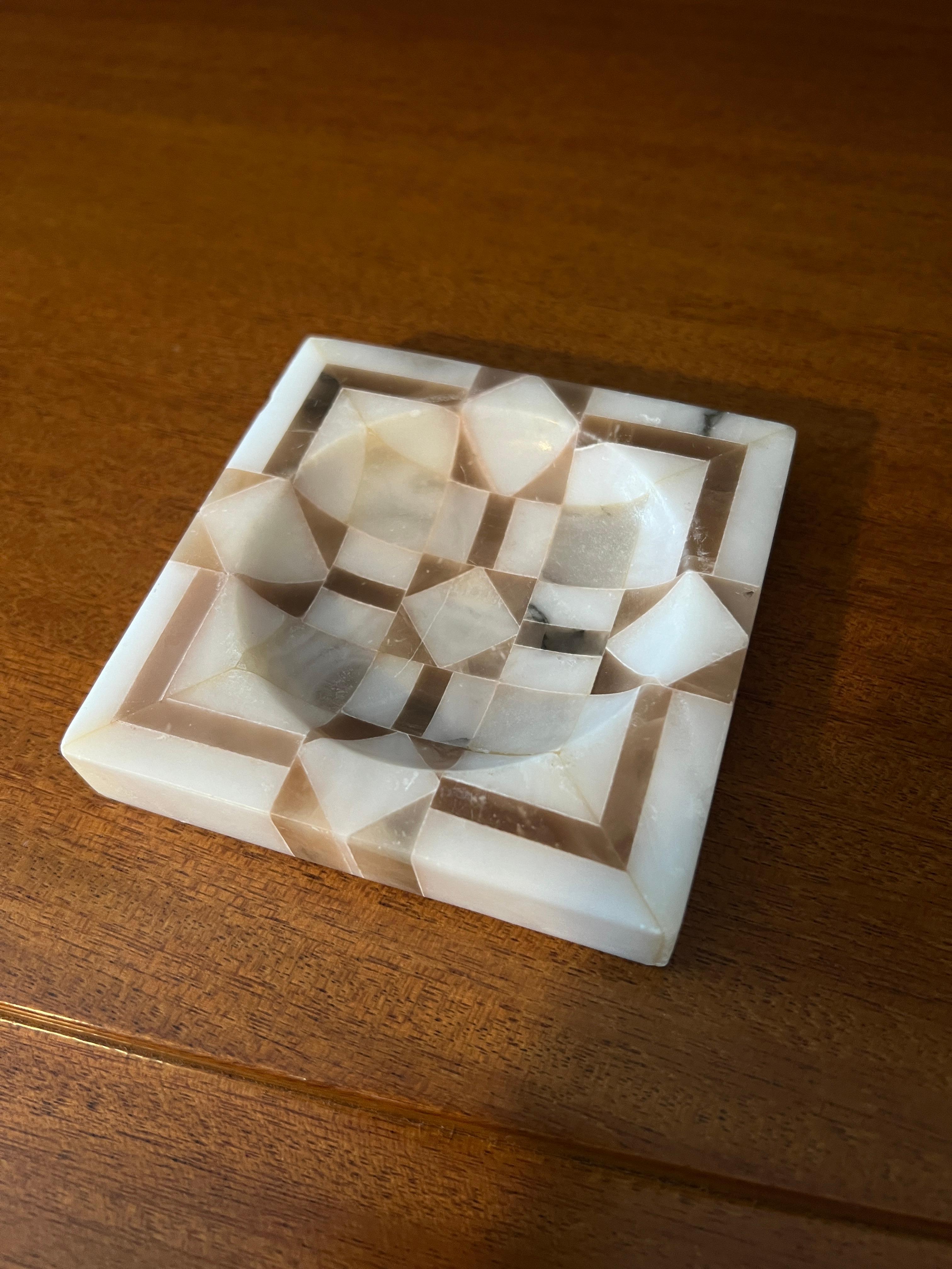 Hand-Crafted Onyx Tessellated inlay Concave Bowl