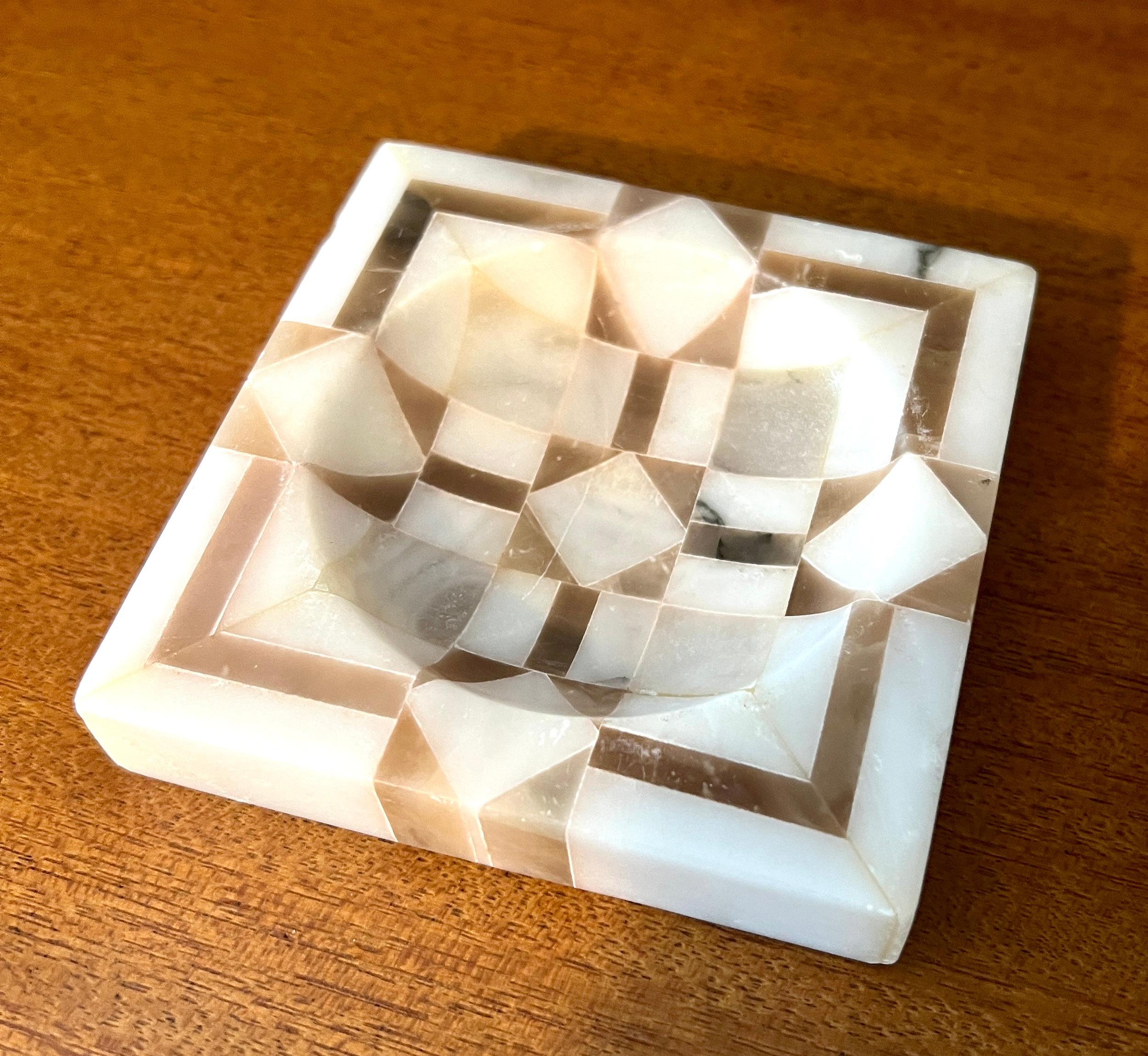 20th Century Onyx Tessellated inlay Concave Bowl