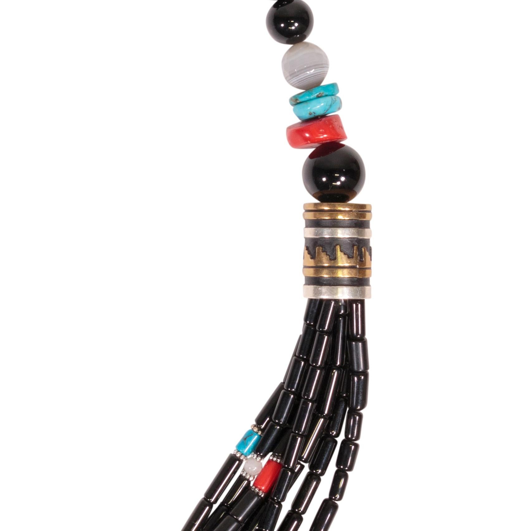 Mehrreihige Onyx-Halskette von Onyx Singer (Perle) im Angebot