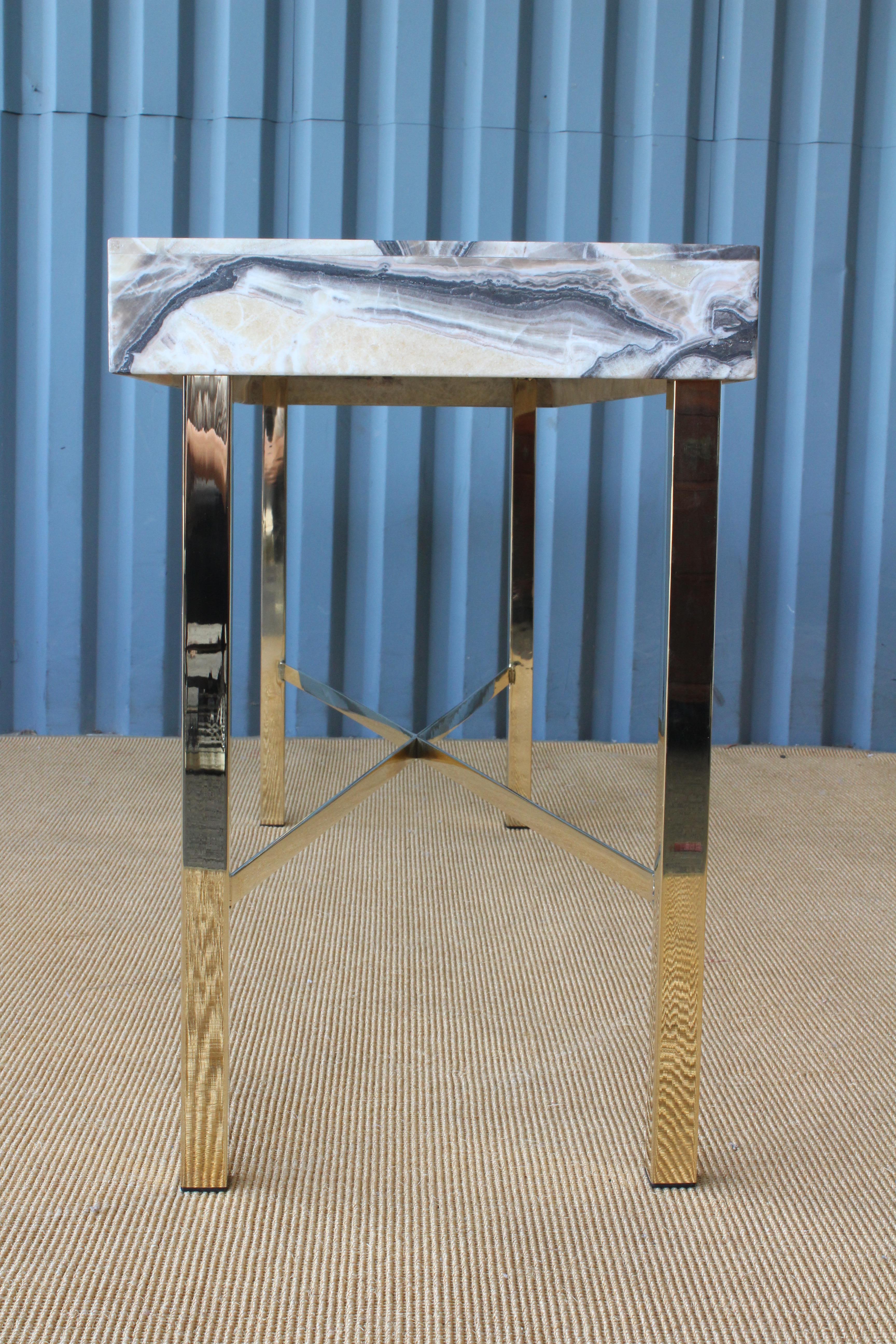 Onyx Top Console Table with Brass Base 3