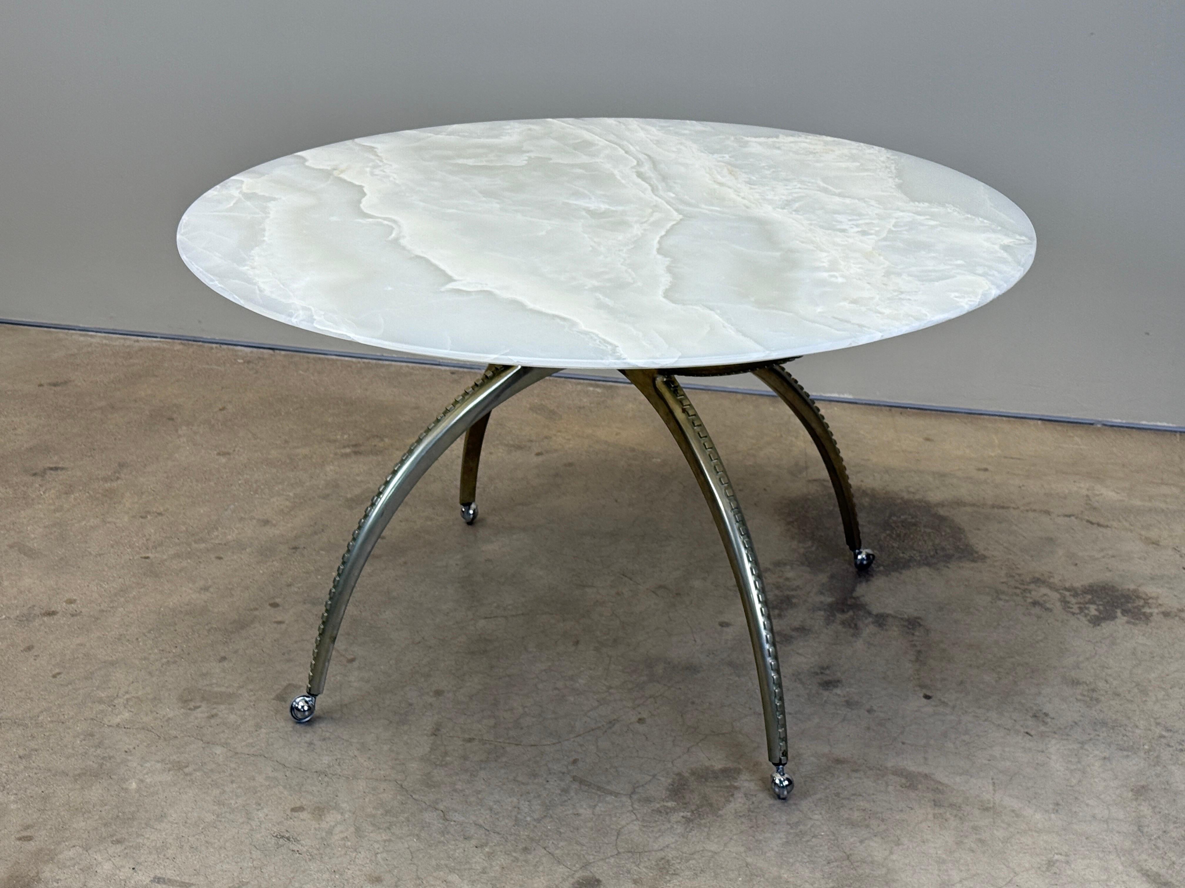 Onyx Top Game Table with Nickel Finish For Sale 6