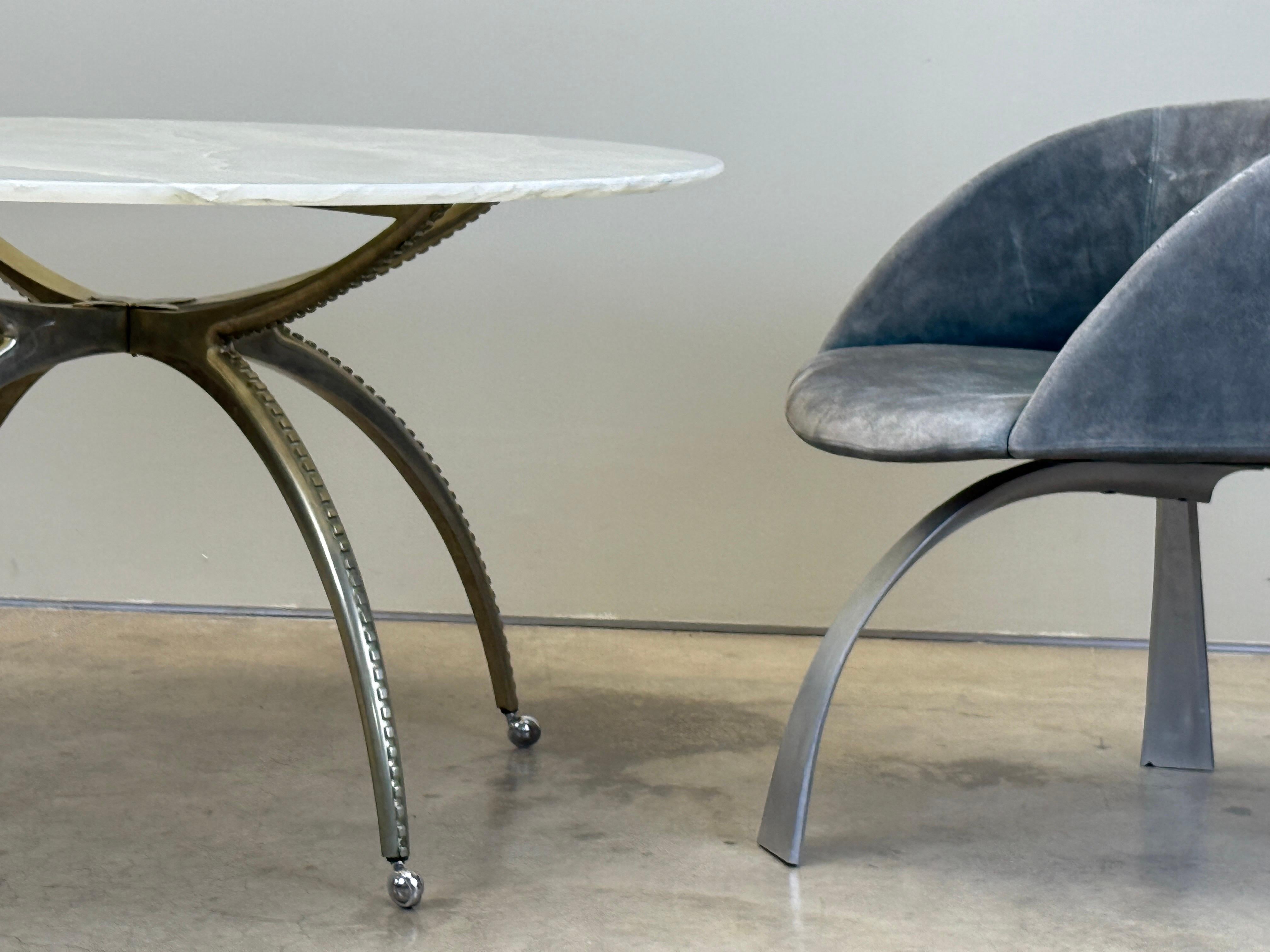 Onyx Top Game Table with Nickel Finish For Sale 7