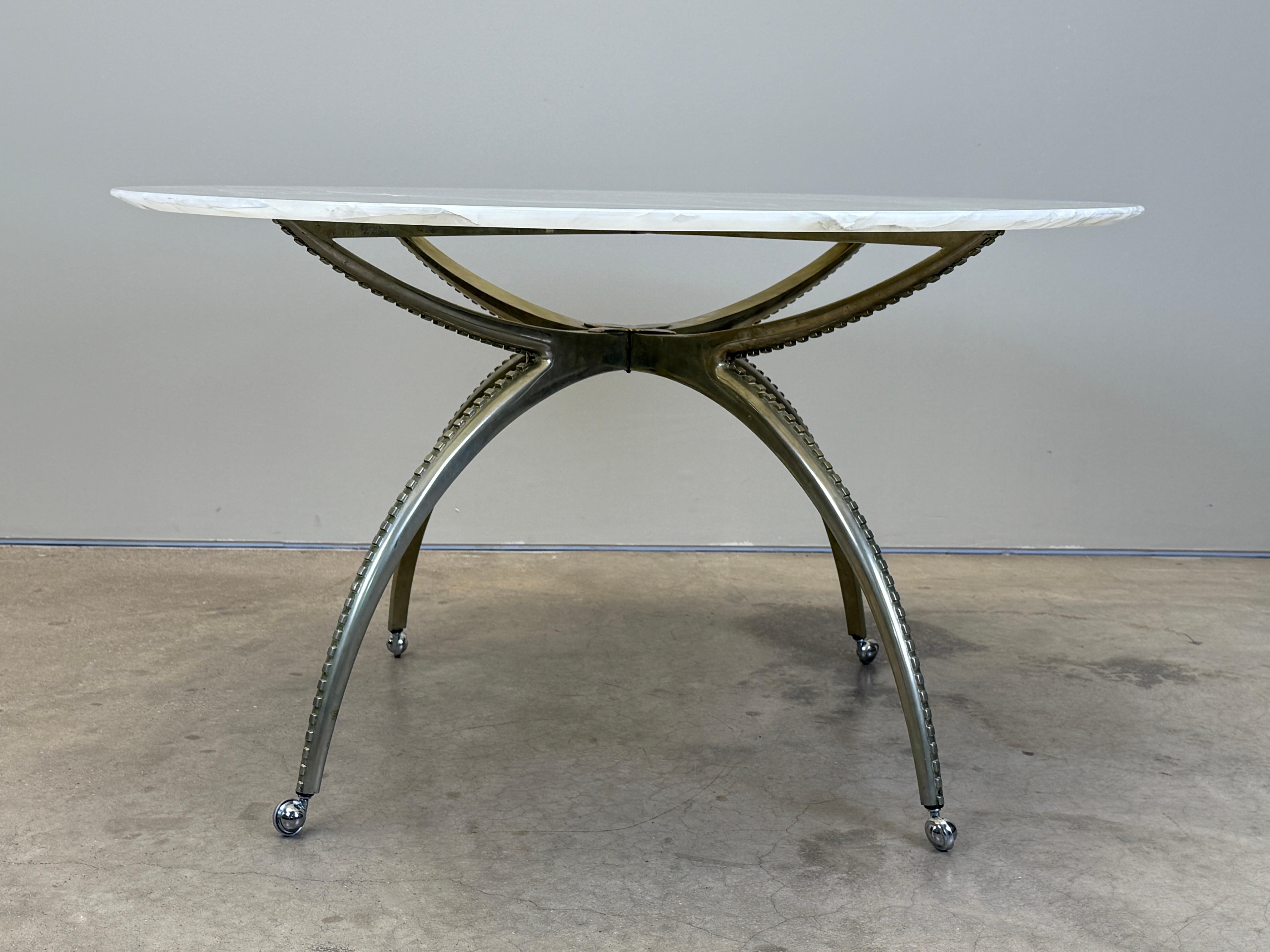 Onyx Top Game Table with Nickel Finish For Sale 8