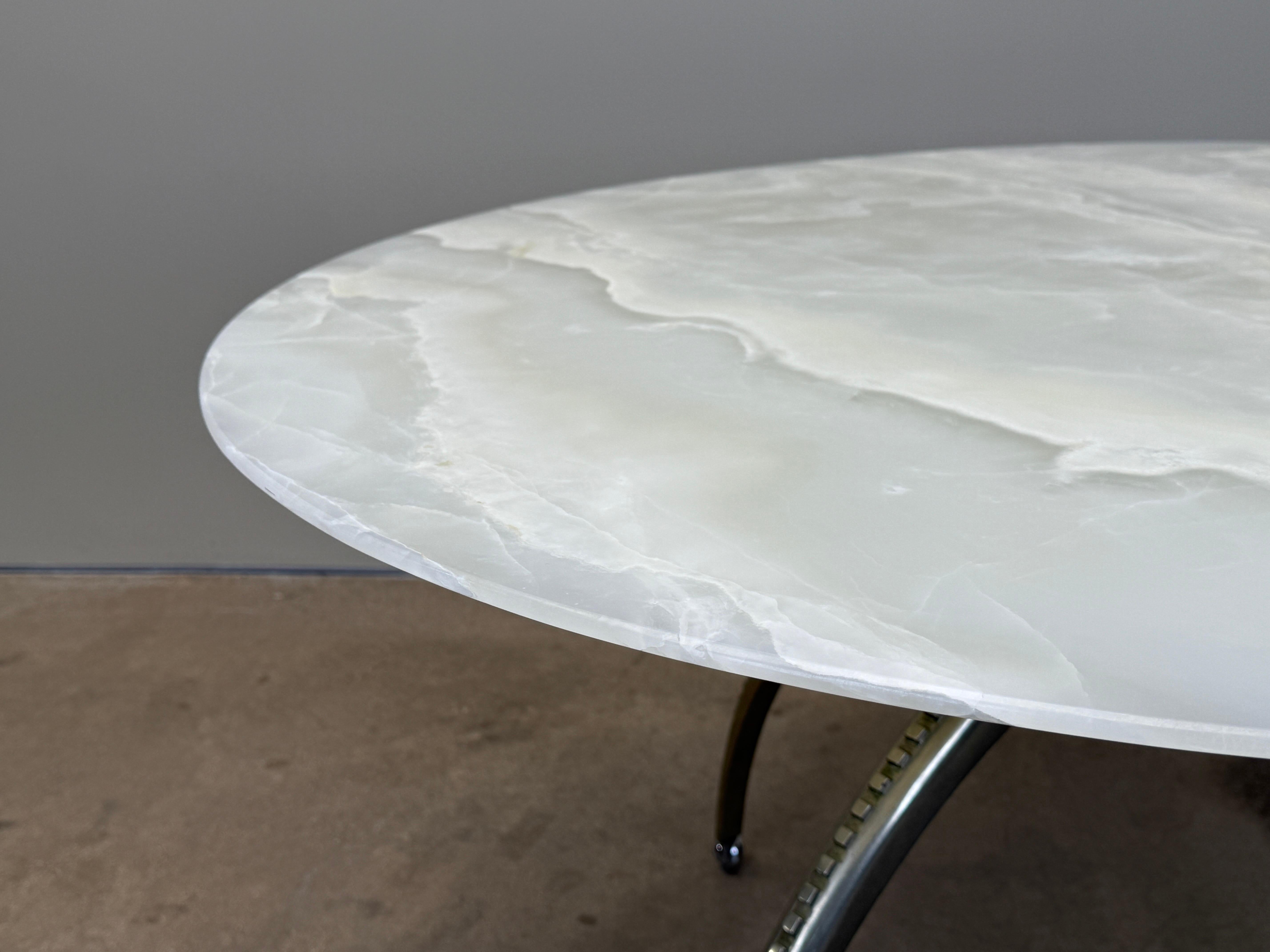 Onyx Top Game Table with Nickel Finish For Sale 10
