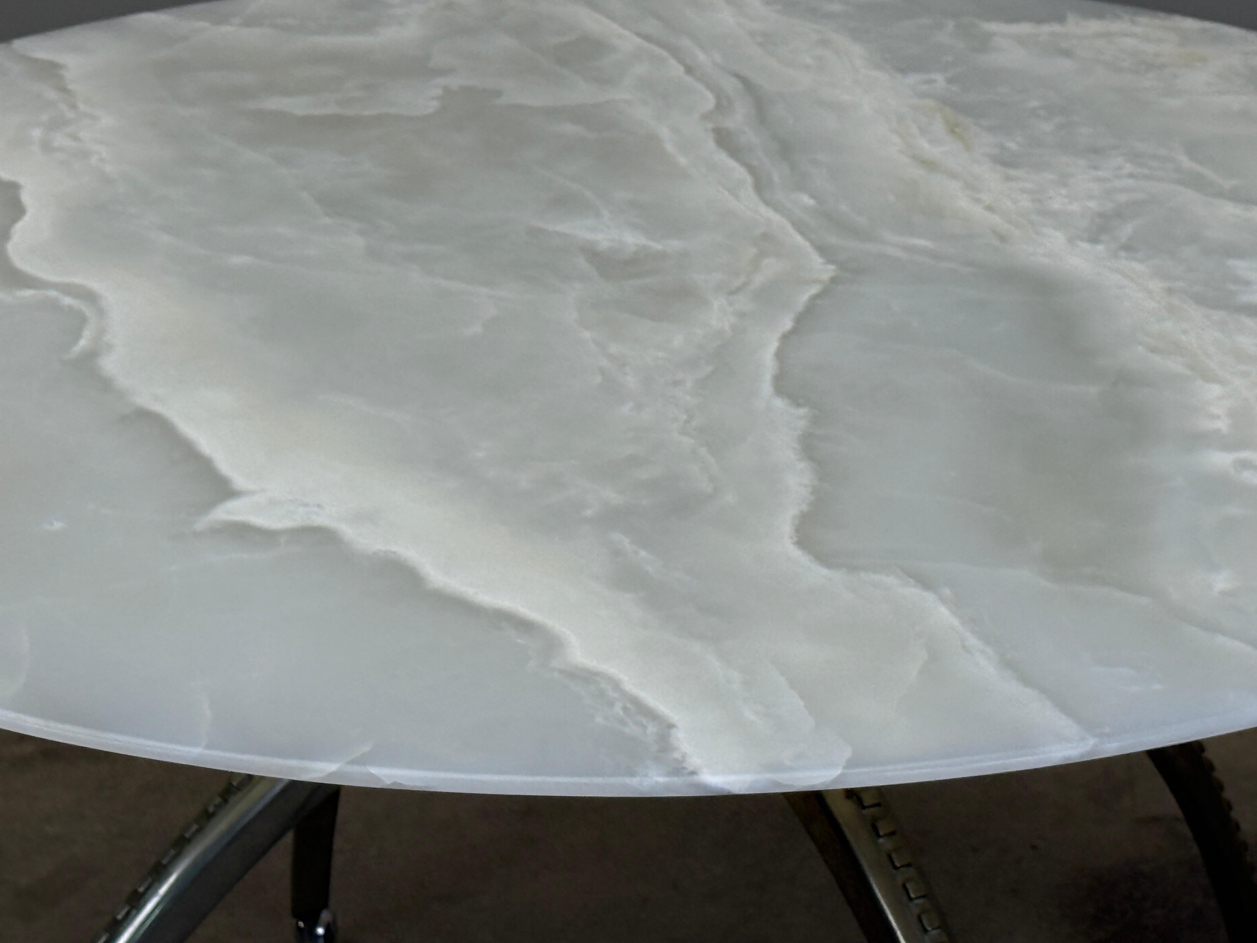 Onyx Top Game Table with Nickel Finish For Sale 12
