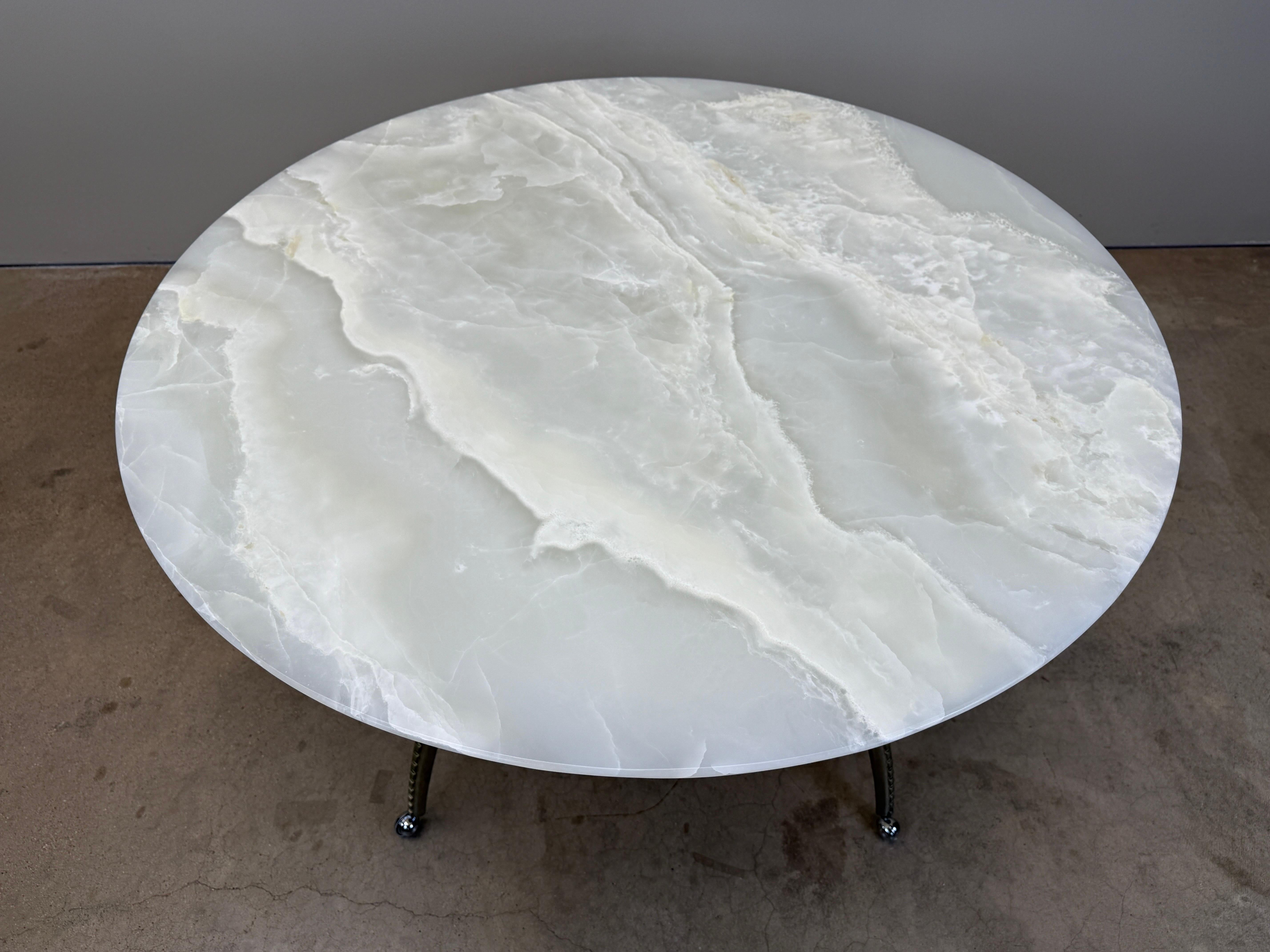 Onyx Top Game Table with Nickel Finish For Sale 13