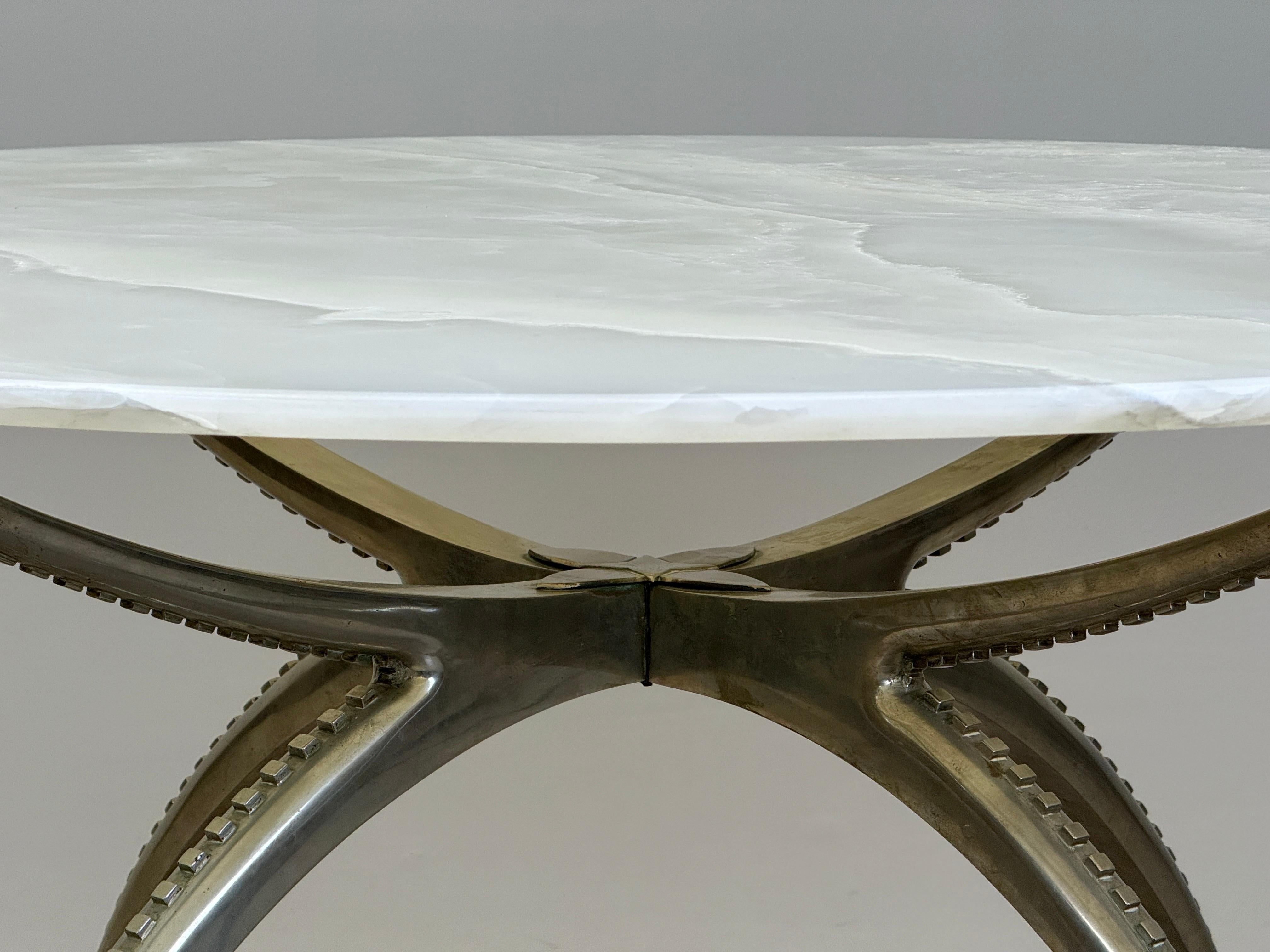 Onyx Top Game Table with Nickel Finish For Sale 15