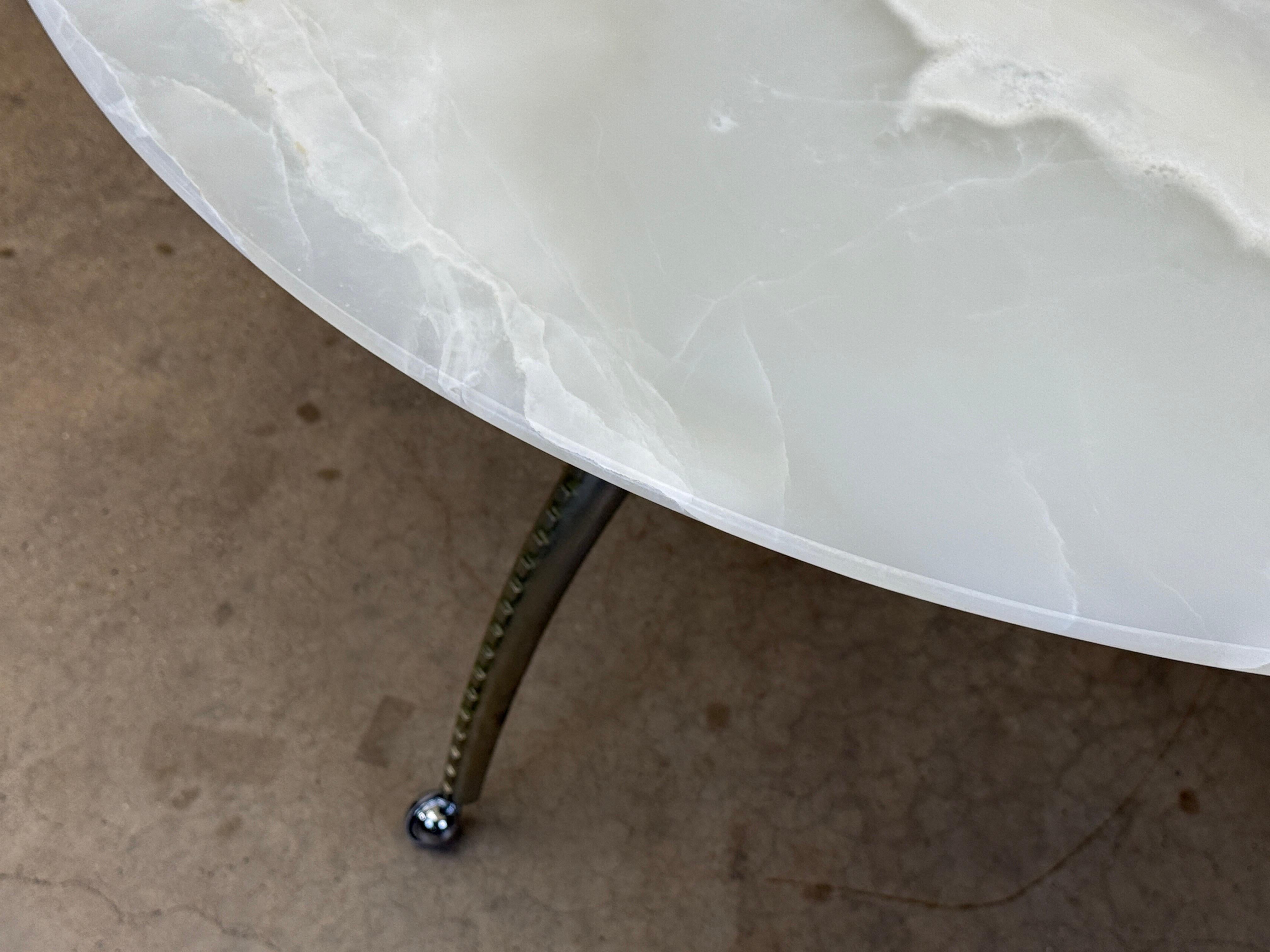 Onyx Top Game Table with Nickel Finish For Sale 16