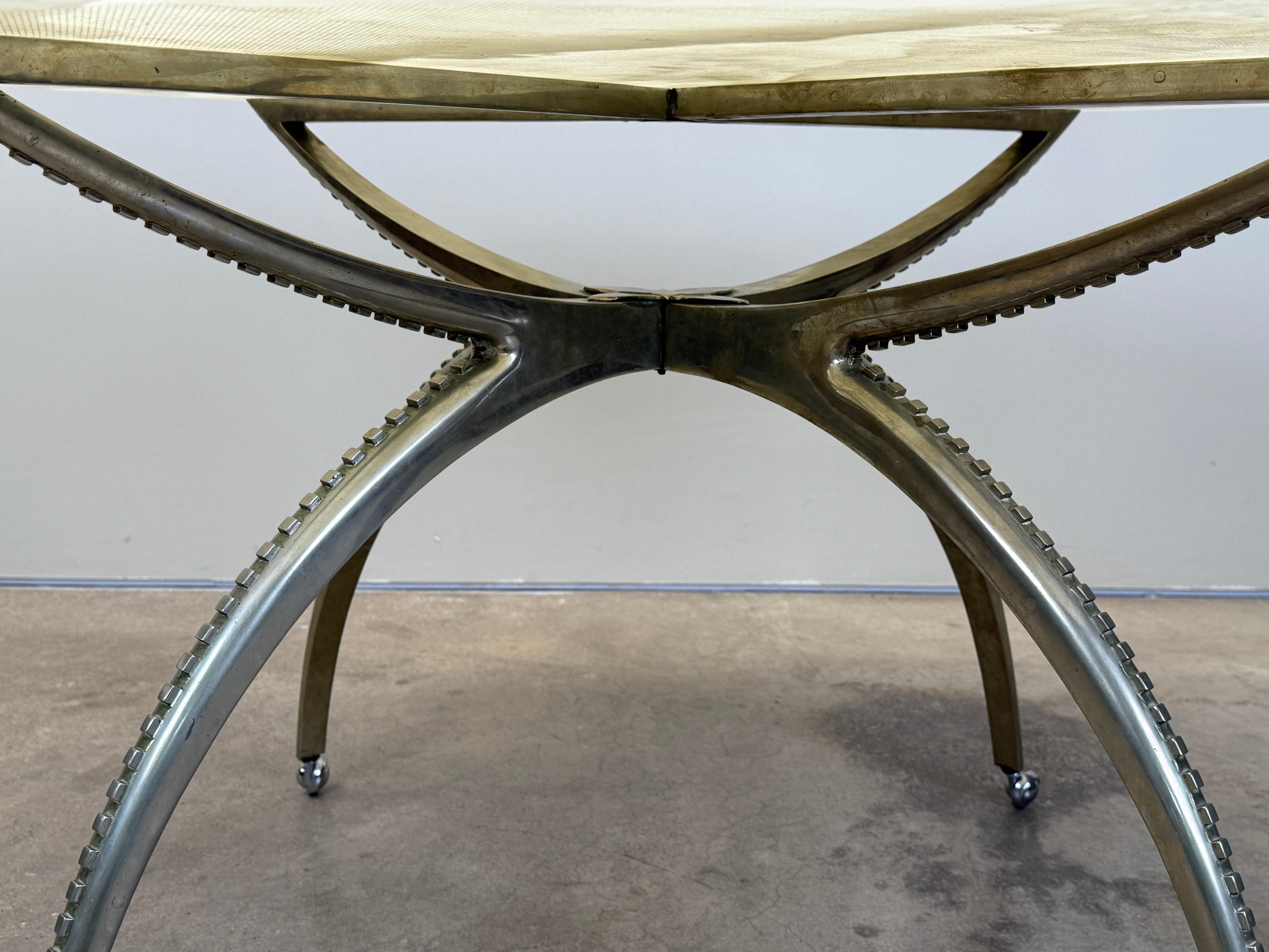 Onyx Top Game Table with Nickel Finish For Sale 2
