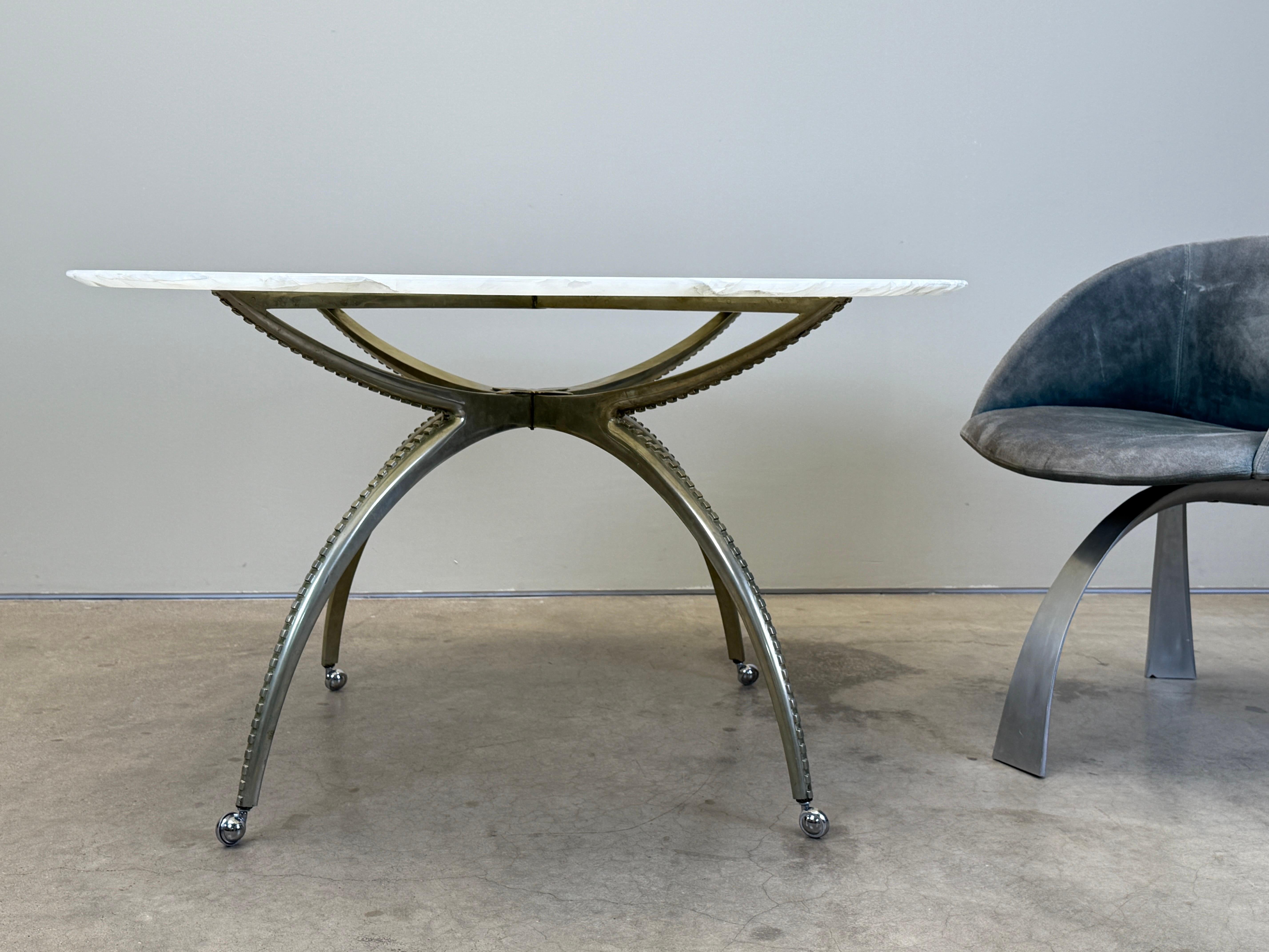 Onyx Top Game Table with Nickel Finish For Sale 3