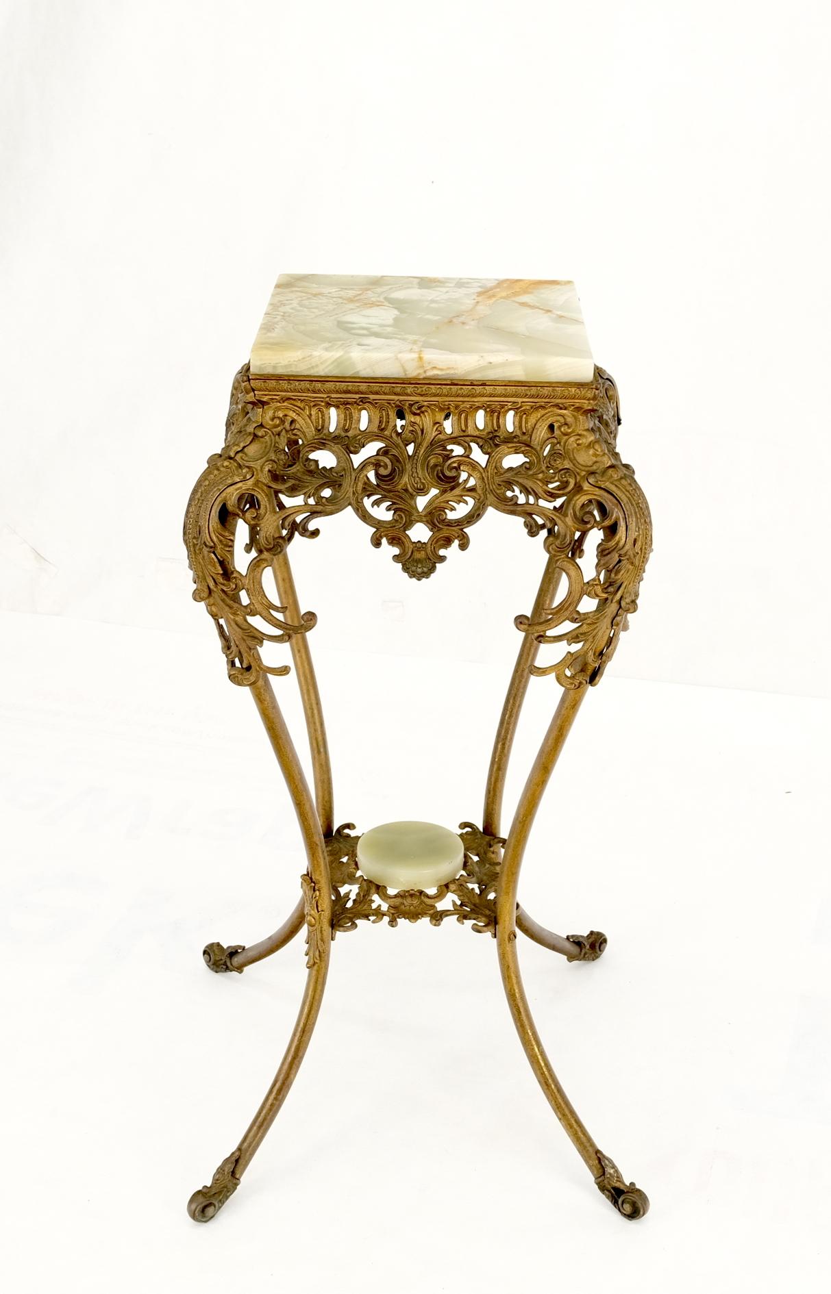 Onyx Top Ornate Gilt Brass Base Lamp Table Stand Pedestal  For Sale 6