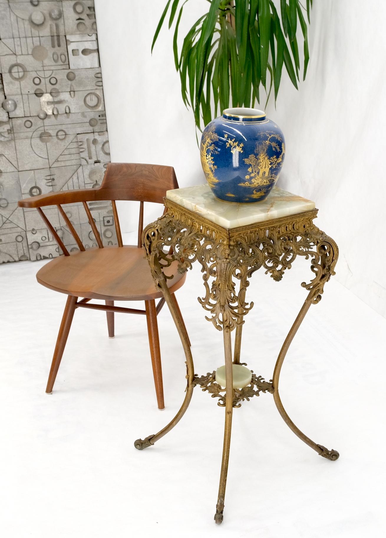 Onyx Top Ornate Gilt Brass Base Lamp Table Stand Pedestal  For Sale 10