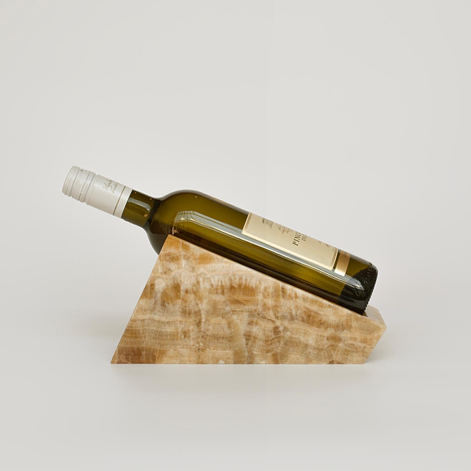 Hand-Crafted Onyx Wine Bottle Stand For Sale