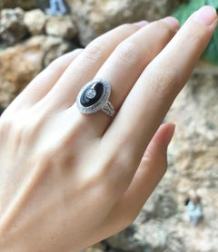 Onyx with Diamond Ring set in 18 Karat White Gold Settings