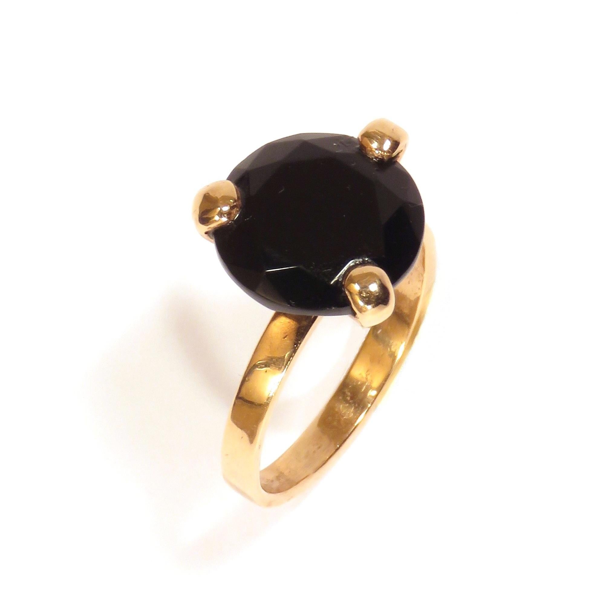 Onyx Yellow Brown Topaz Rose 9 Karat Rose Gold Ring Handcrafted in Italy  In New Condition For Sale In Milano, IT