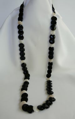 Onyx Yellow Jade Vermeil 925 Long Gemstone Necklace