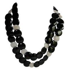 Onyx Yellow Jade Vermeil 925 Long Gemstone Necklace