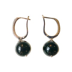 Onyx, Zircon and 925 Silver Blueberry Earrings