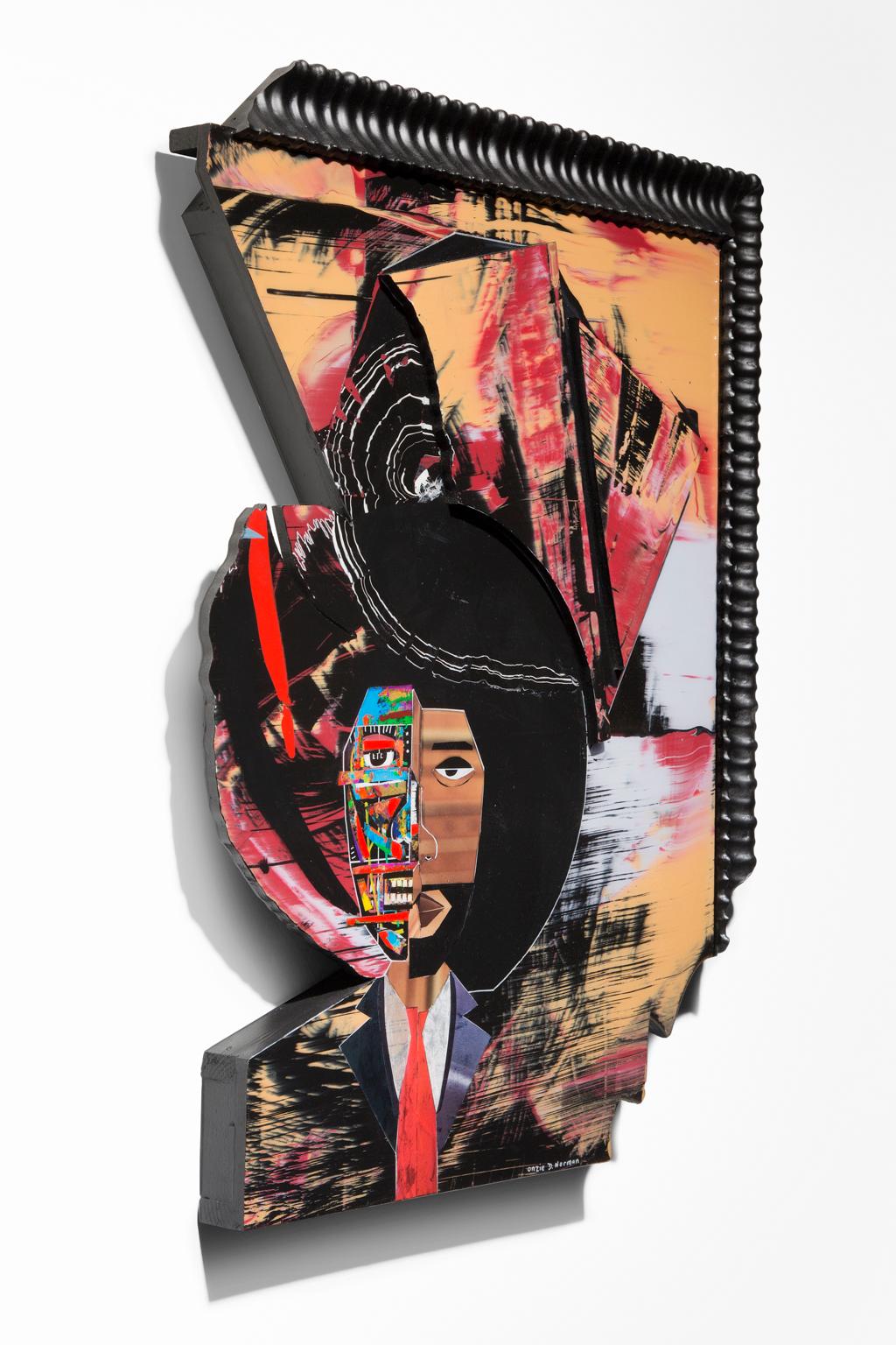 « Capacité mentale », technique mixte, image figurative d'Amérindienne, couleur emblématique - Painting de Onzie Norman