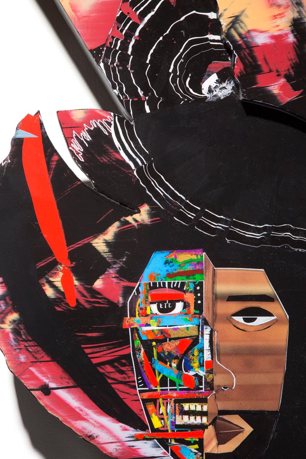 « Capacité mentale », technique mixte, image figurative d'Amérindienne, couleur emblématique en vente 1